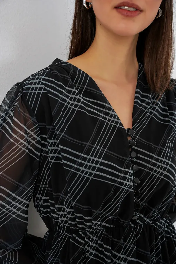 Robe en mousseline à motifs 2137 - Gris clair