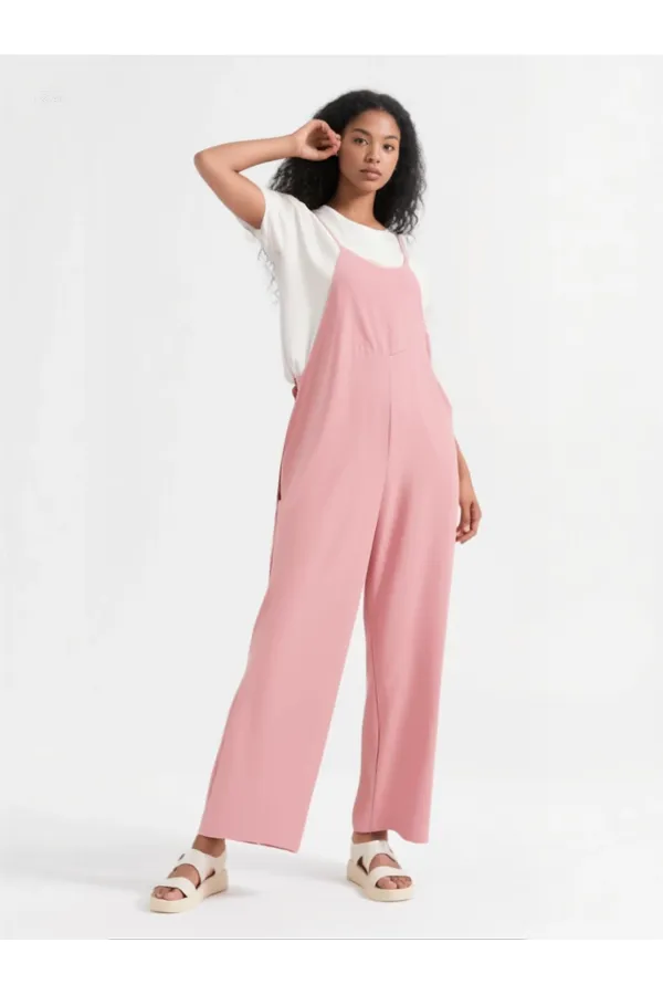 Women's Powder Adjustable Straps Pocket Wide Leg Gardener Overalls HZL22S-BD170191