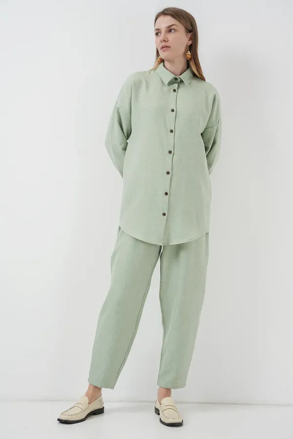 Ensemble deux pièces en lin 6622 - Menthe