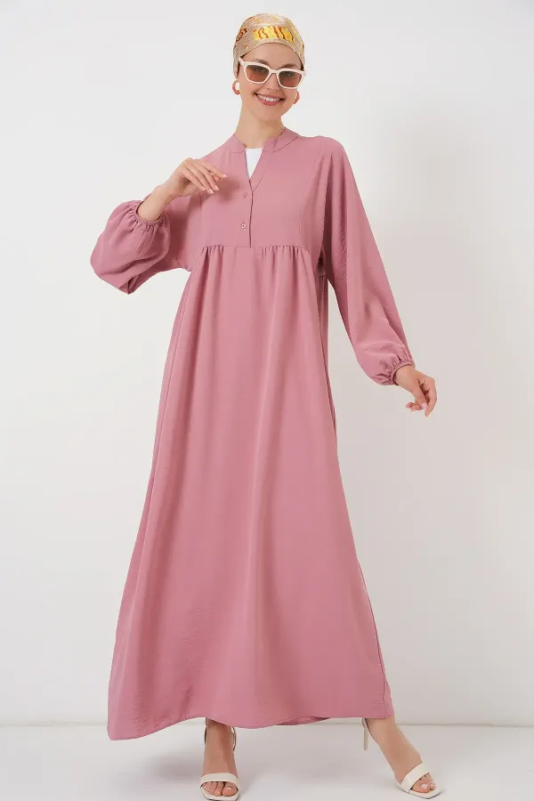 Robe longue hijab pour femme 2525 - Rose