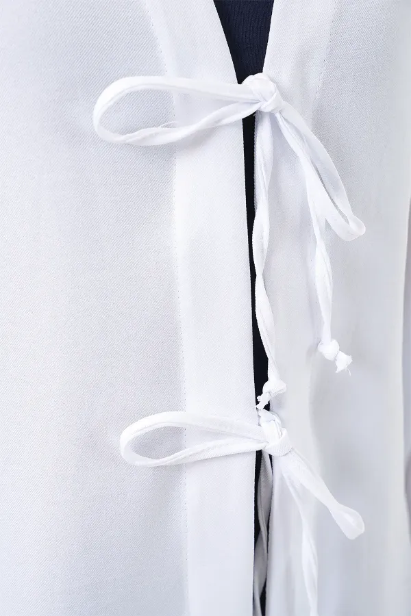 Kimono hijab en lin 5968 - Blanc