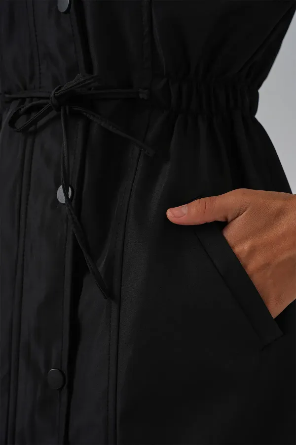 Trench-coat à taille froncée 10322 - Noir
