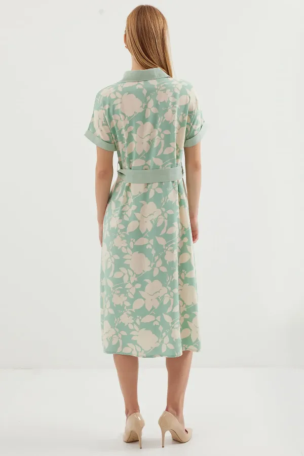 Robe-chemise à motifs 2455 - Vert clair