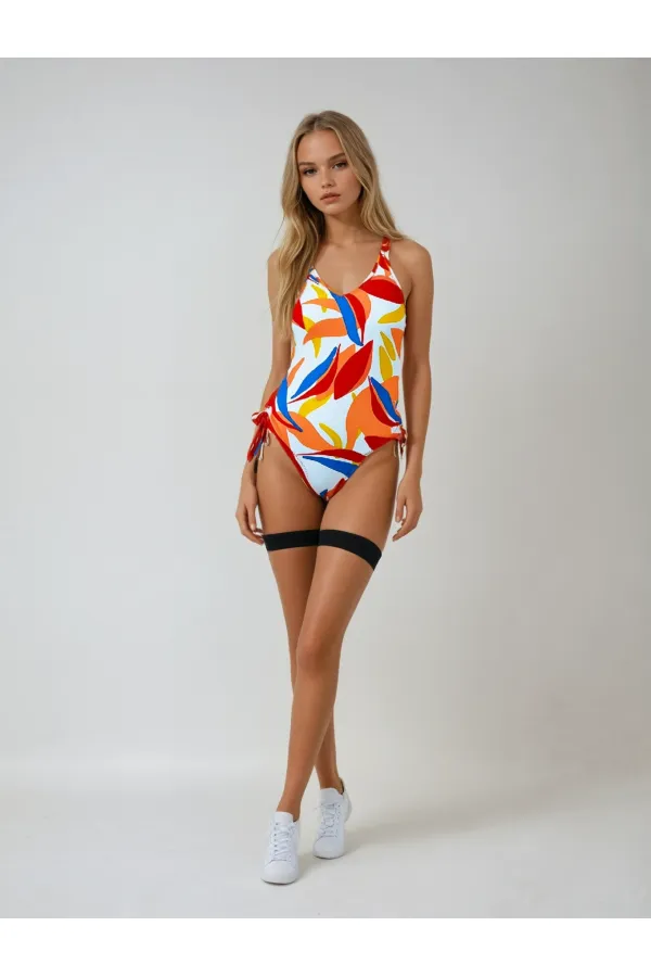 Women's Multicolored Tropical Print Lined Swimsuit HZL25S-AR1823