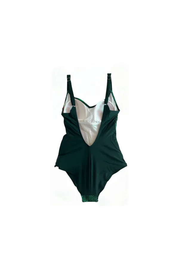 Maillot de bain femme vert à motif feuilles tropicales HZL25S-LC0046