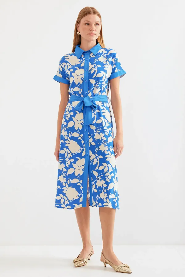 Robe-chemise à motifs 2455 - Bleue