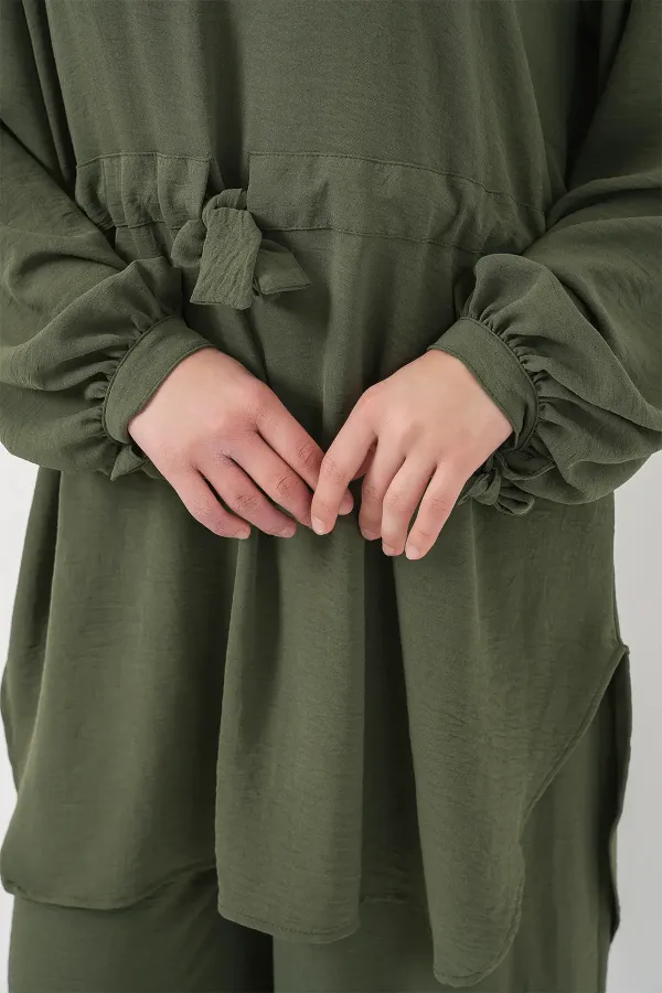 Women's Long Tunic and Pants Two-Piece Set 6719 - Khaki