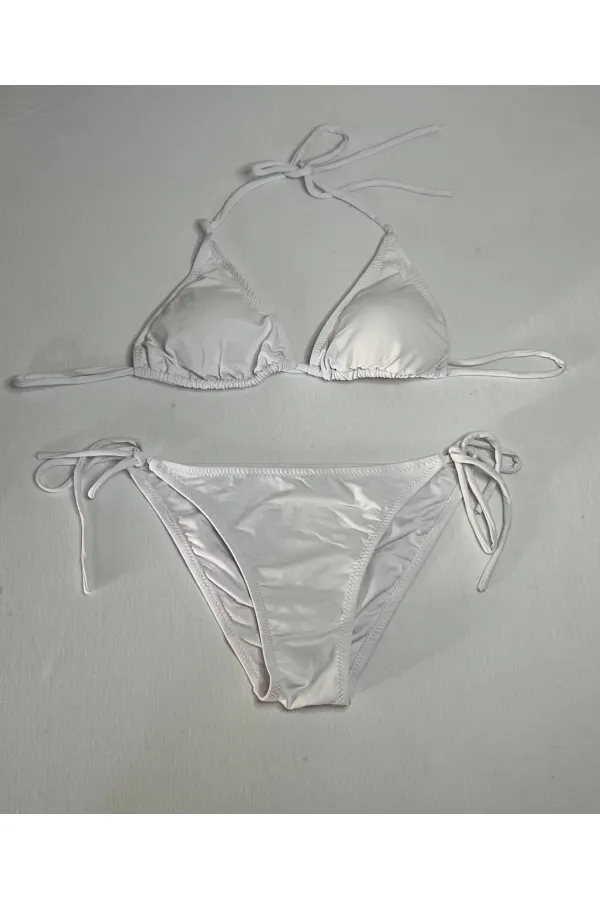 Ensemble bikini triangle blanc dos nu pour femme HZL25S-LC5005