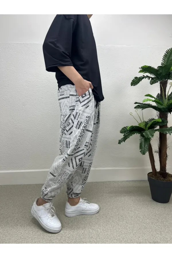 Men's Gray Anthracite Elastic Waist and Leg Loose Cut Jogger Sweatpants HZL24S-MXC8989-153