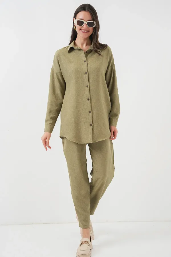 Ensemble deux pièces en lin 6622 - Vert clair