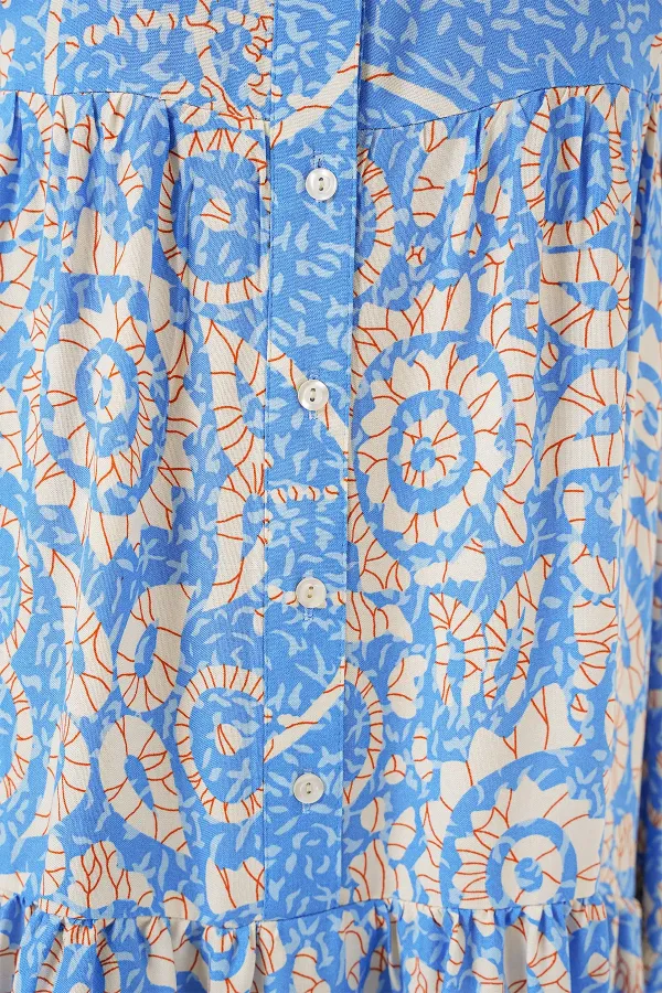 Robe hijab à motifs authentiques 2423 - Bleu clair