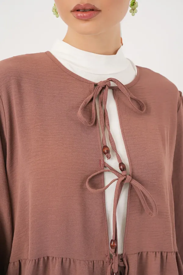 Ensemble deux pièces tunique et pantalon à lacets pour femme 6744 - Rose D.