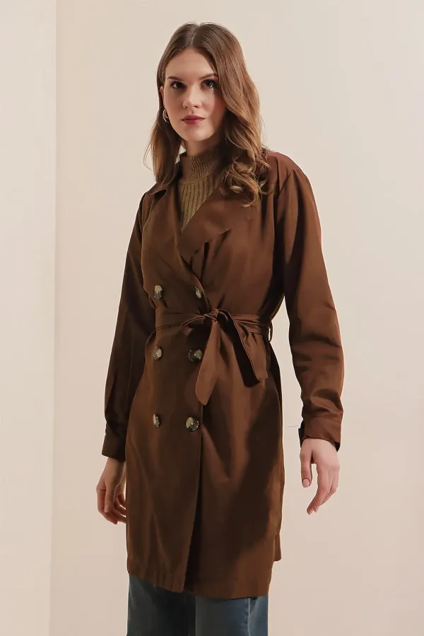 Trench-coat court croisé 5864 - Marron