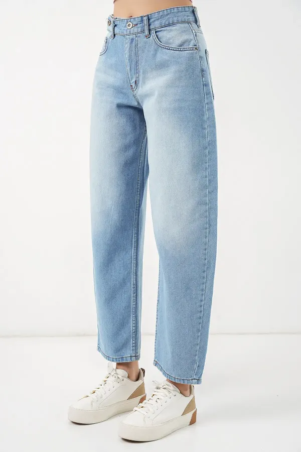 Women's High-Waisted Jeans 30081 - Light Blue