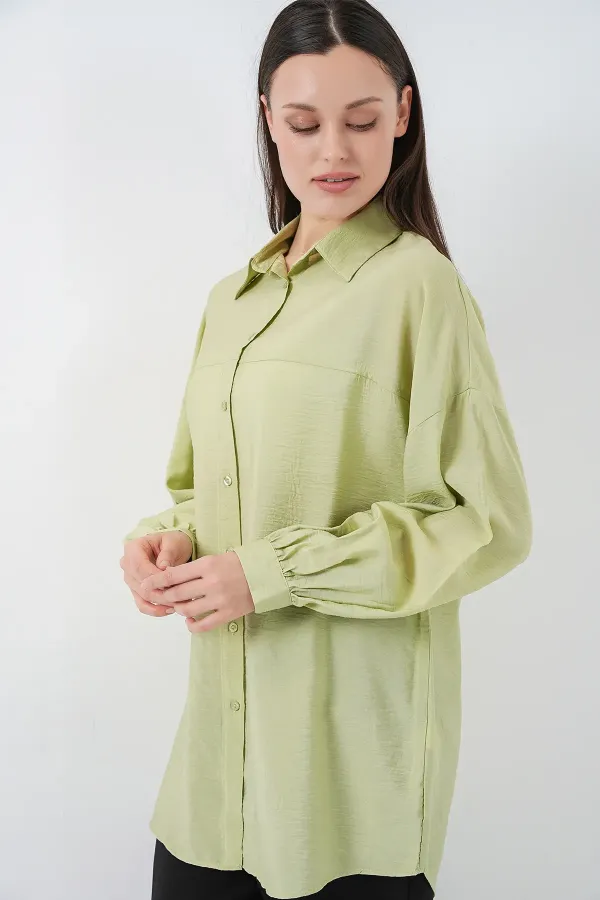 Chemise longue oversize pour femme 5965 - Vert foncé