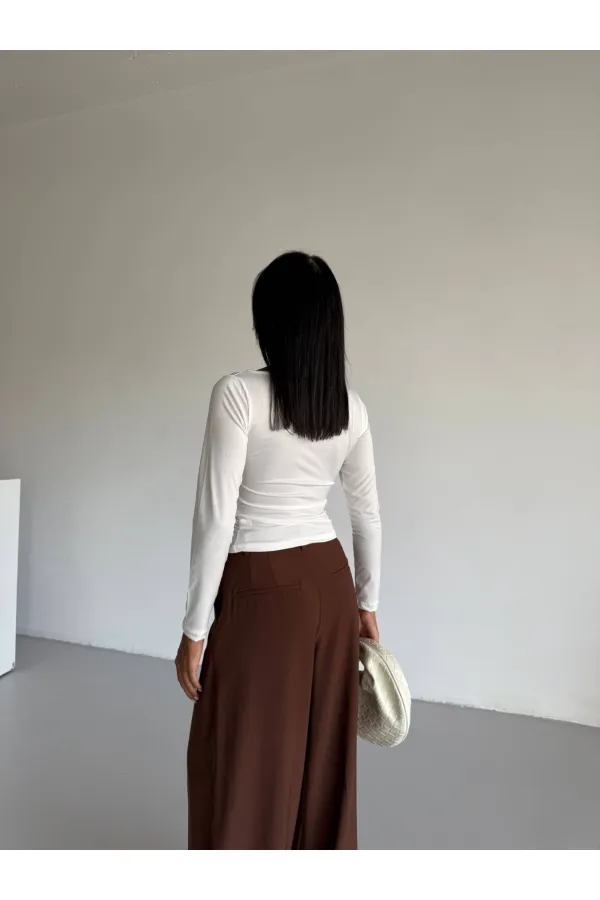 Kadın Beyaz Uzun Kollu Sany Bluz HZL25S-FRY123351