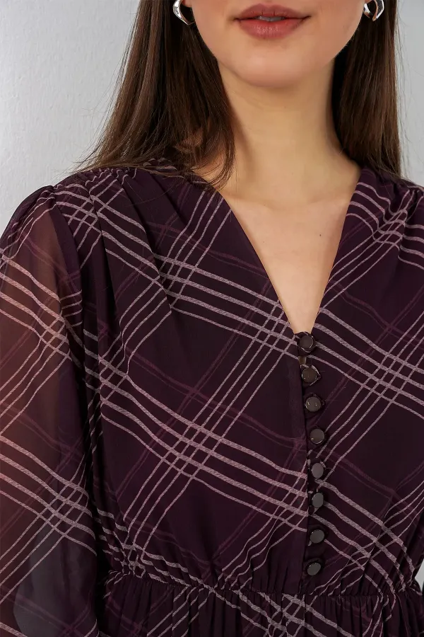 Robe en mousseline à motifs 2137 - Violet