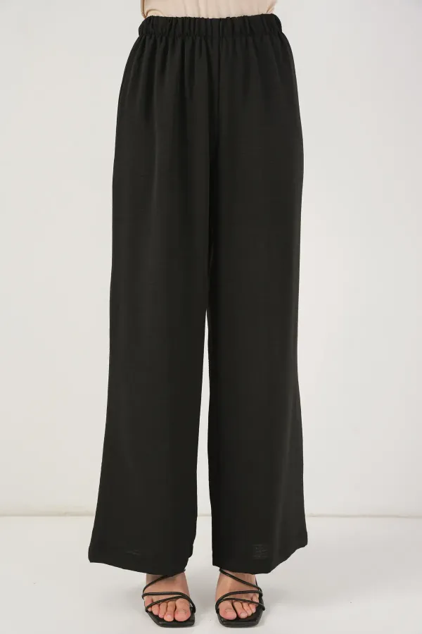 Ensemble deux pièces tunique et pantalon à lacets pour femme 6744 - Noir