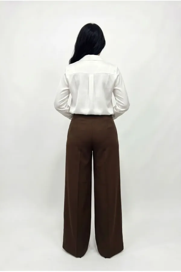 Women's Brown Plus Size Shaping Palazzo Pants HZL26S-ZSS120211 Women's Brown Plus Size Shaping Palazzo Pants HZL26S-ZSS120211