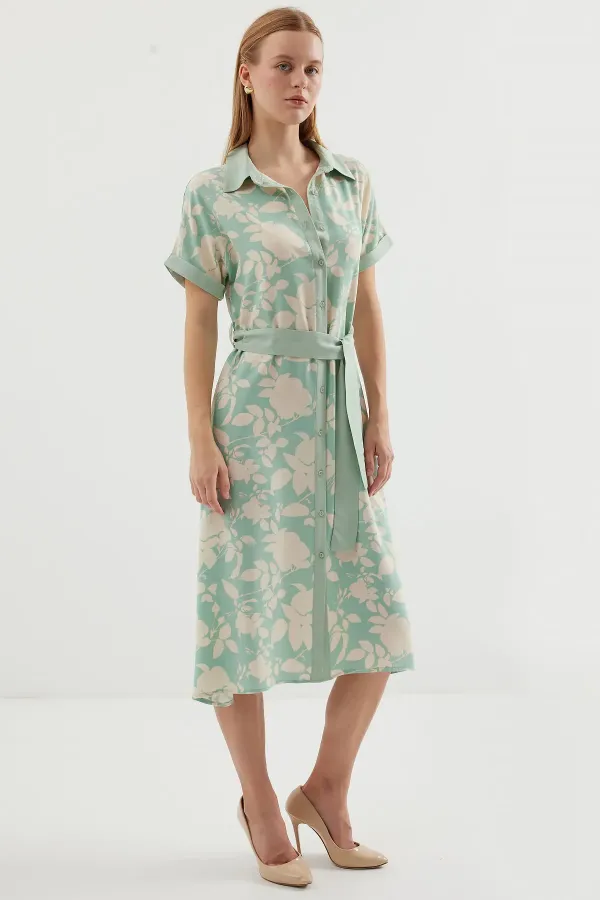 Robe-chemise à motifs 2455 - Vert clair