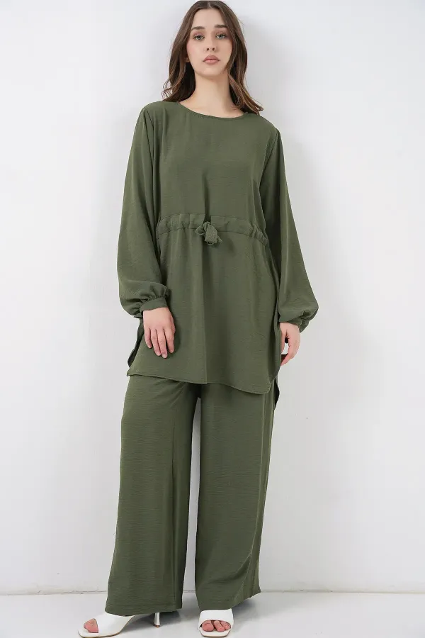 Women's Long Tunic and Pants Two-Piece Set 6719 - Khaki