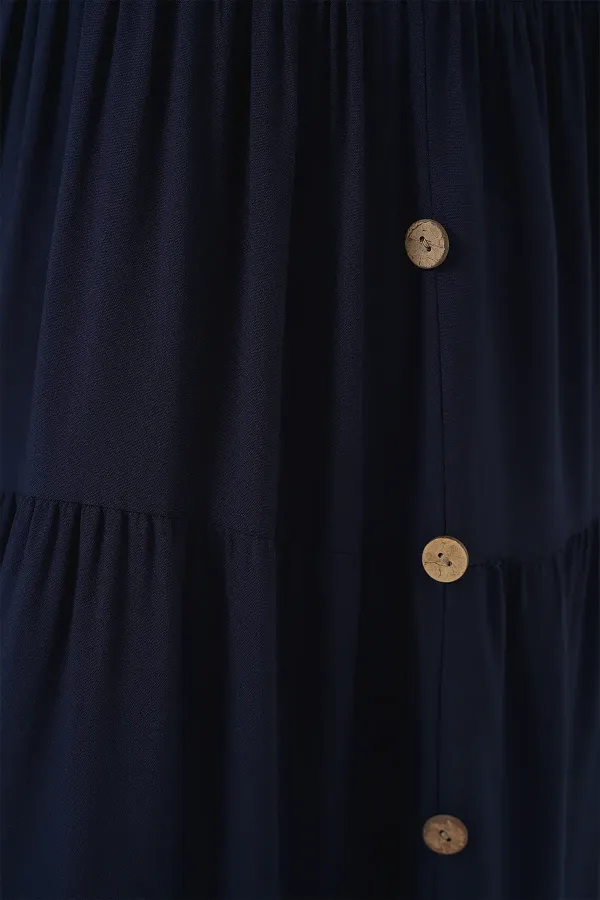 Robe courte sans manches à boutons pour femme 2571 - Bleu marine