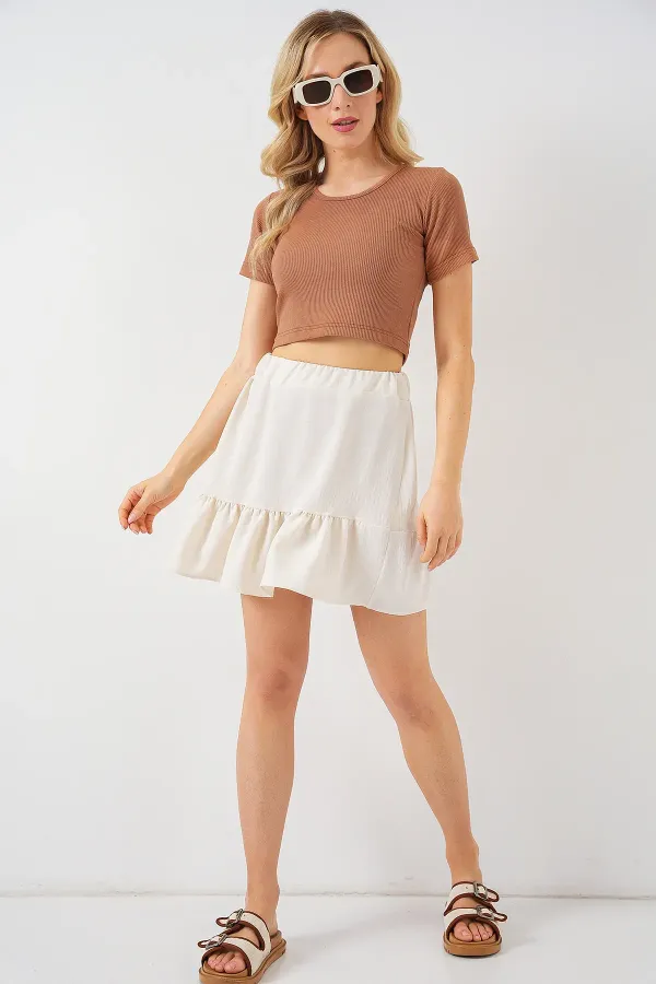Women's Ayrobin Mini Skirt 8054 - Ecru
