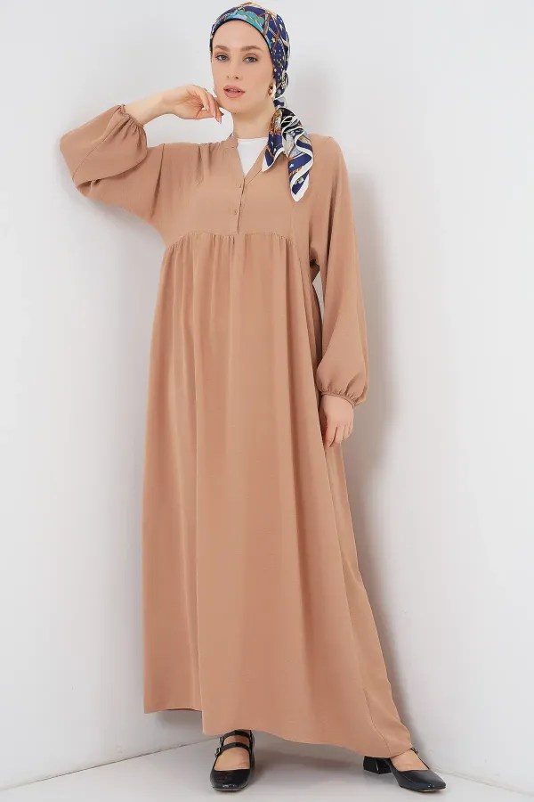 Robe longue hijab pour femme 2525 - Biscuit
