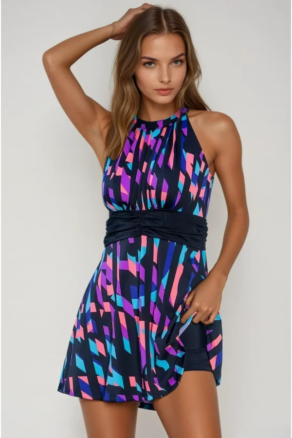 Maillot de bain short multicolore pour femme HZL26S-AR19211