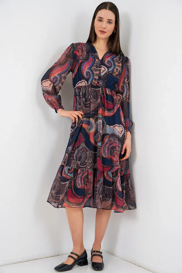 Robe en mousseline à motifs multicolores 2137