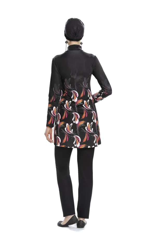 Maillot de bain hijab noir à manches longues pour femme HZL25S-AR273/01