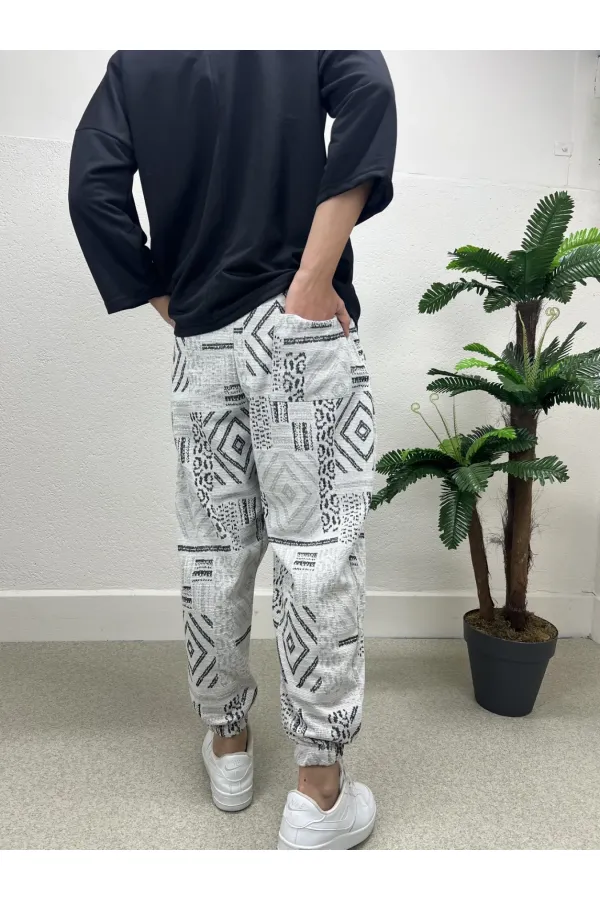 Men's Gray Anthracite Elastic Waist and Leg Loose Cut Jogger Sweatpants HZL24S-MXC8989-153