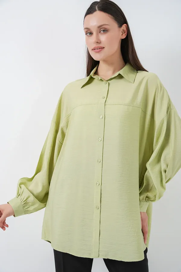 Chemise longue oversize pour femme 5965 - Vert foncé