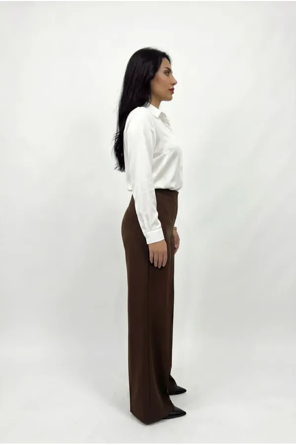 Women's Brown Plus Size Shaping Palazzo Pants HZL26S-ZSS120211 Women's Brown Plus Size Shaping Palazzo Pants HZL26S-ZSS120211