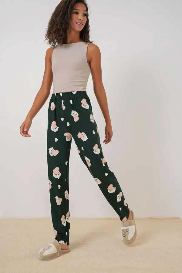 4323 Patterned Pajama Bottoms - Y. Emerald