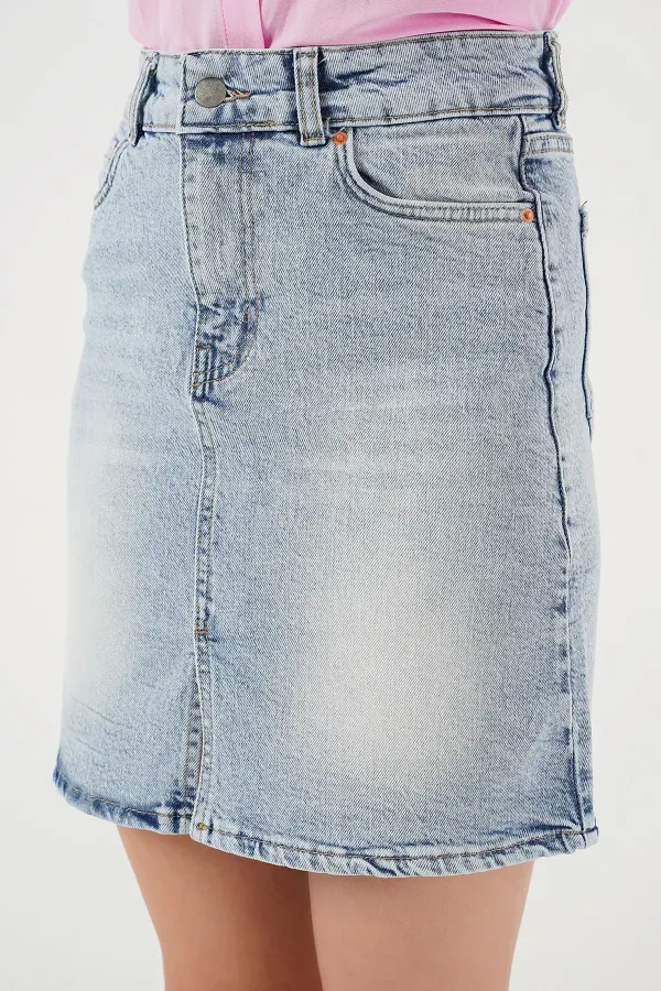 Jupe courte en jean pour femme 8037 - Bleue