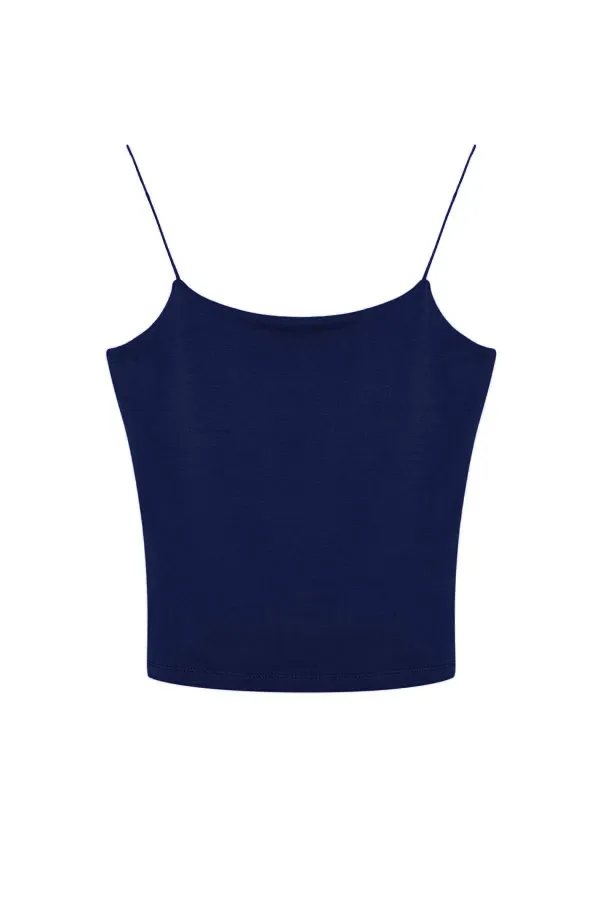 Kadın Lacivert İp Askılı Örme Body Bluz HZL24S-ZK11001