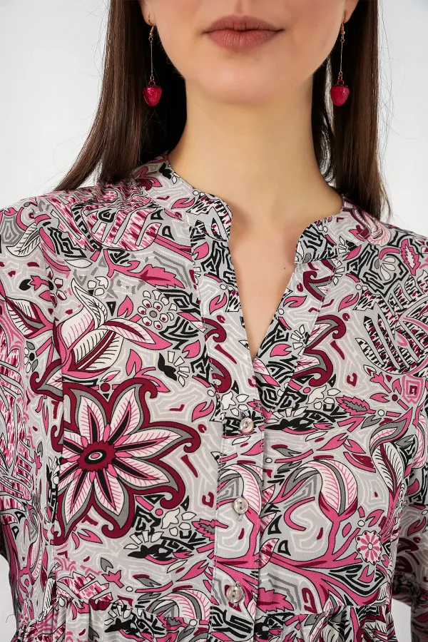 Robe longue hijab à motifs pour femme 2585 - Gris foncé