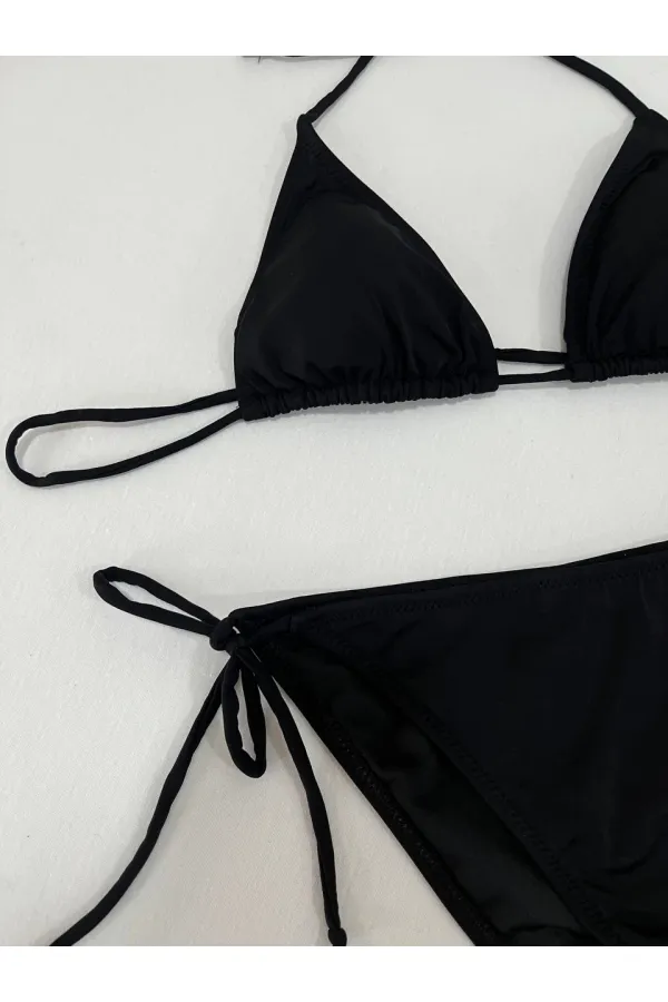 Ensemble bikini triangle noir dos nu pour femme HZL25S-LC5005