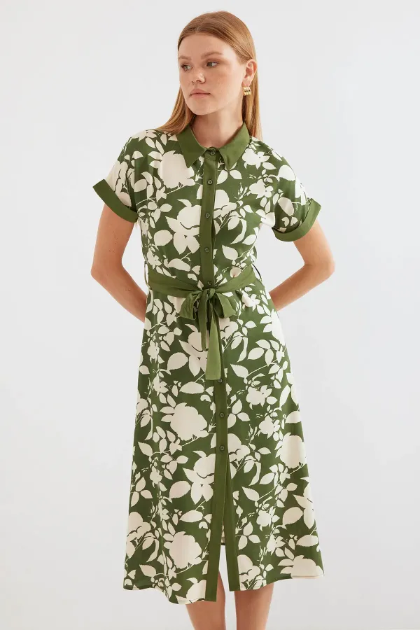 Robe-chemise à motifs 2455 - Kaki