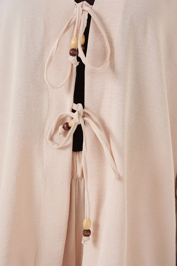 Ensemble deux pièces pantalon kimono Ayrobin pour femme 6739 - Crème