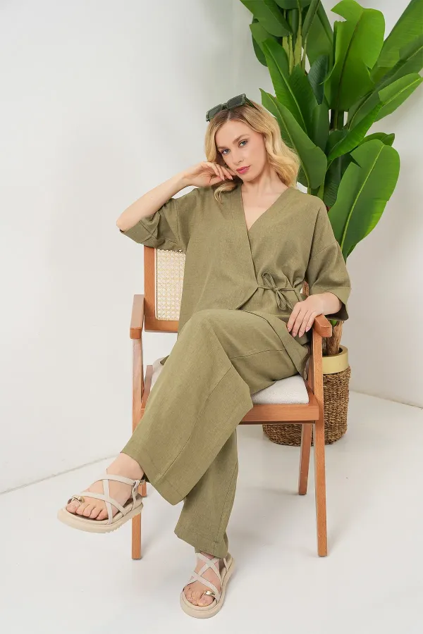 Ensemble deux pièces à nouer sur le devant pour femme 6745 - Çağla