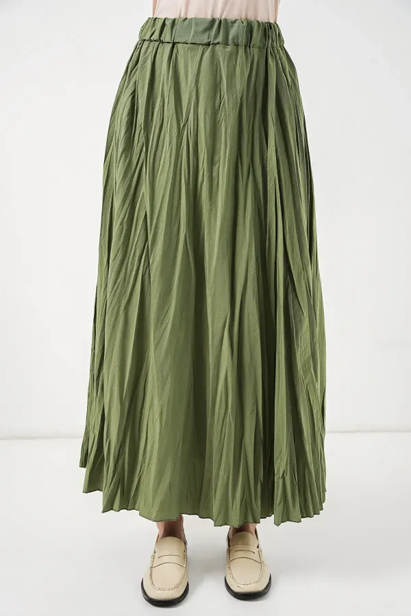 Jupe longue froissée pour femme 8042 - A.Haki