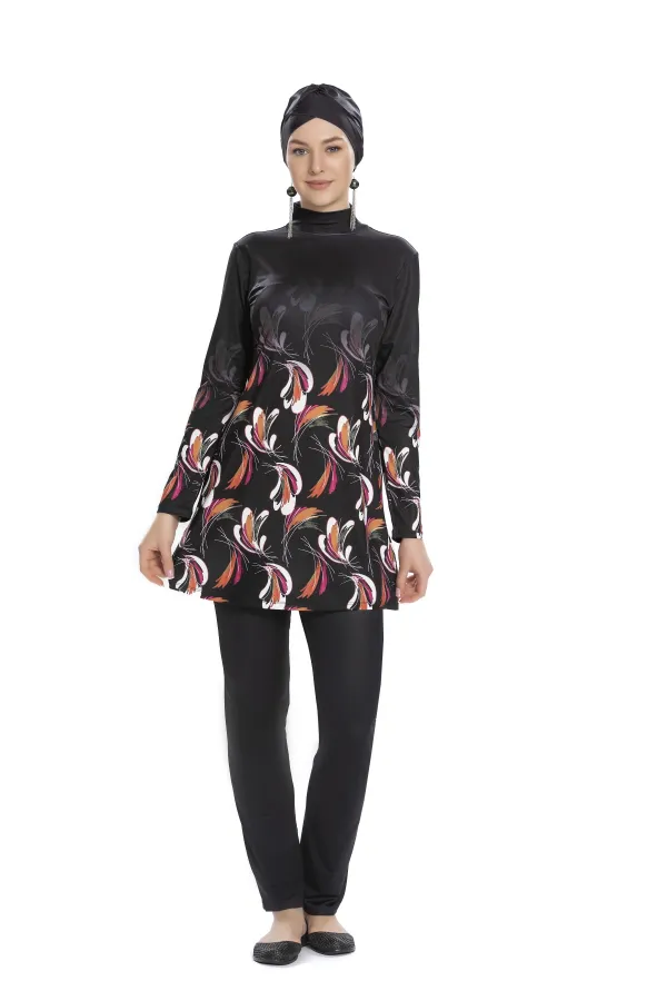 Maillot de bain hijab noir à manches longues pour femme HZL25S-AR273/01