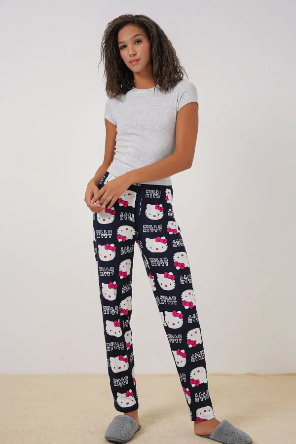 4323 Patterned Pajama Bottoms - Dark Navy