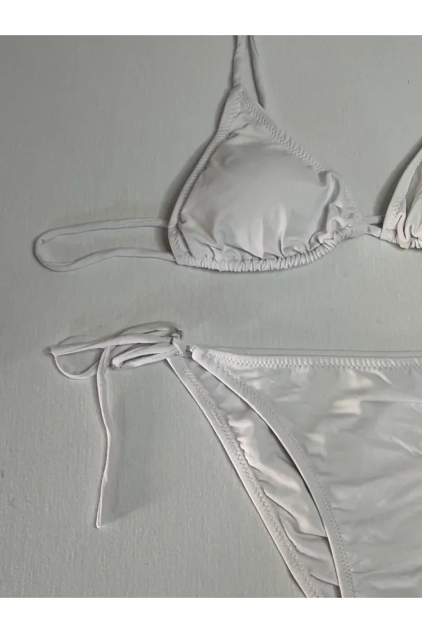 Ensemble bikini triangle blanc dos nu pour femme HZL25S-LC5005