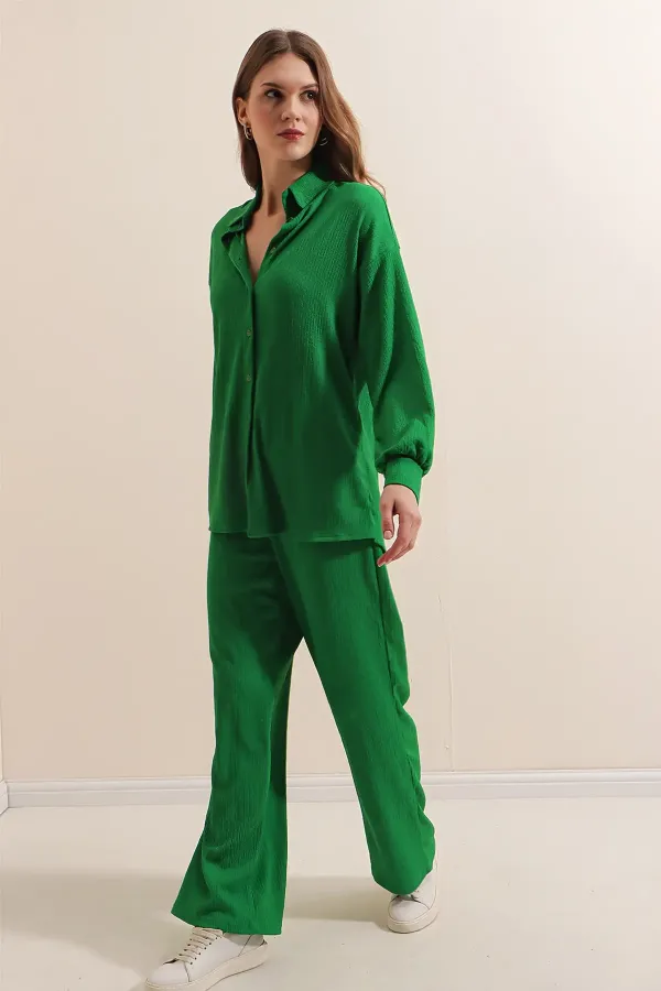 5858 Knitted Two-Piece Set - Green