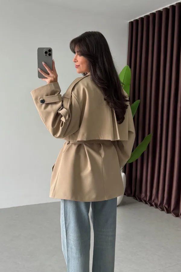 Women's Biscuit Premium Midi Length Lined Cashmere Coat HZL25W-BD191571