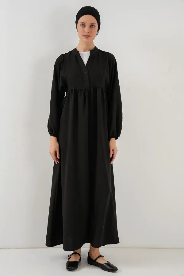 Kadın Uzun Tesettür Elbise 2525 - Siyah