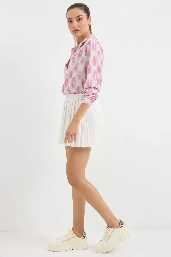 3964 Lightly Draped Satin Shirt - Light Pink